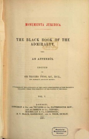 The Black Book of the Admiralty : with an appendix, 1