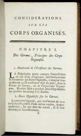 Considerations Sur Les Corps Organises.