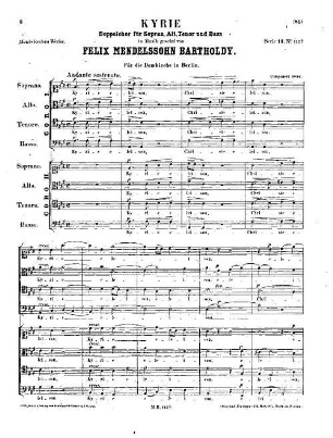Felix Mendelssohn-Bartholdys Werke. 14,C,112b. Nr. 112b, Kyrie : Doppelchor. - 3 S. - Pl.-Nr. M.B.112b