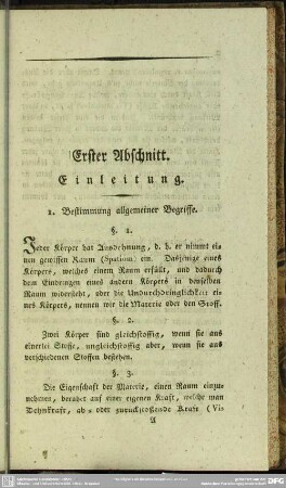 Erster Abschnitt. Einleitung