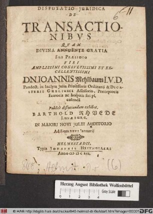 Disputatio Iuridica De Transactionibus