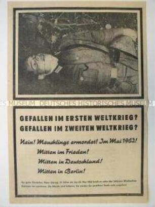 Flugblatt zur Ermordung eines DDR-Grenzsoldaten an der Berliner Mauer