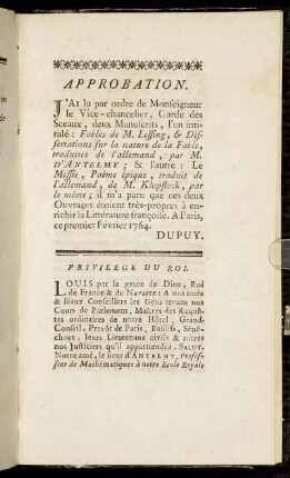 Privilege du Roi.