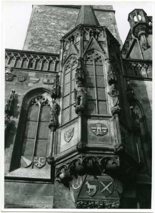 Gotischer Erker am altstädter Rathaus, Prag, Böhmen und Mähren