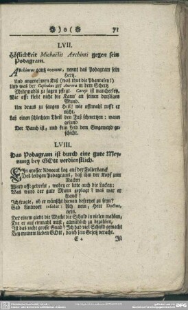 LVII. Höflichkeit Michaelis Archinti gegen sein Podagram