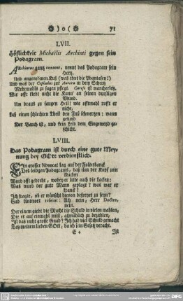 LVII. Höflichkeit Michaelis Archinti gegen sein Podagram
