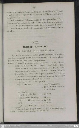 XIX. Ragguagli commerciali