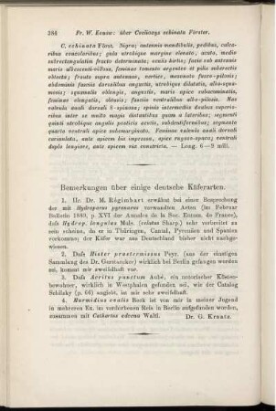 Bemerkungen über einige deutschen Käferarten