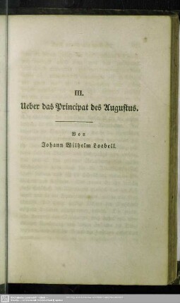 Ueber das Principat des Augustus