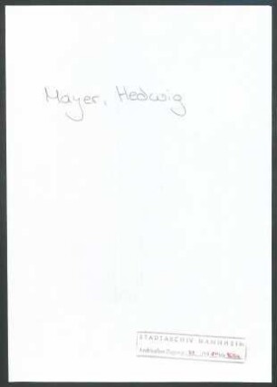 Mayer, Hedwig, Mannheim, an Wichert