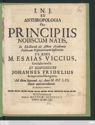 Ex Anthropologia De Principiis Nobiscum Natis