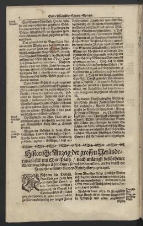 Historische Anzeig der grossen Veränderung ...