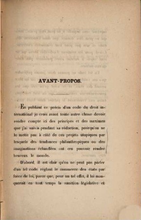 Précis d'un code du droit international
