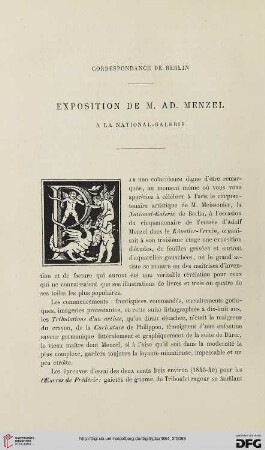 2. Pér. 30.1884: Correspondance de Berlin : exposition de M. Ad. Menzel à la National-Galerie