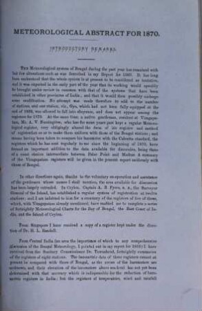 Report of the Meteorological Reporter to the Government of Bengal : with a meteorological abstract. 1870