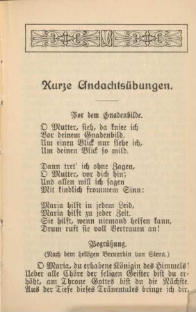 Kurze Andachtsübungen.