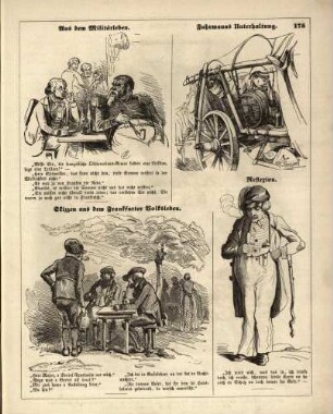 "Aus dem Militärleben" "Fuhrmanns Unterhaltung" "Skizzen aus dem Frankfurter Volksleben" "Reflexion"