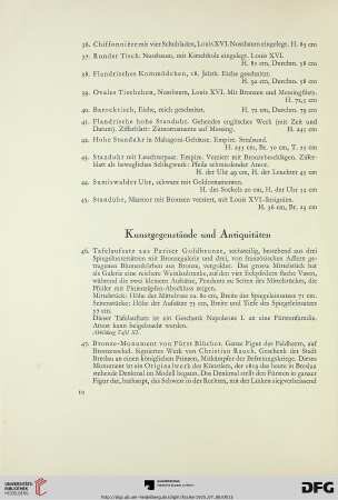 Kunstgegenstände und Antiquitäten (Nr. 46-72d)