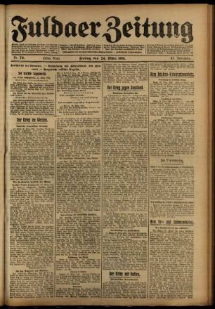 Erste Ausgabe vom Freitag, den 24. März 1916.
