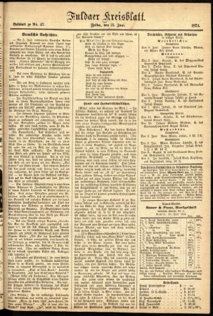 Zweite Ausgabe vom Samstag, den 13. Juni 1874.