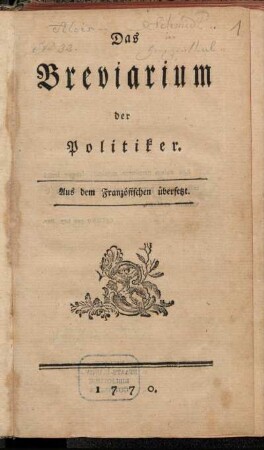 Das Breviarium der Politiker : Aus dem Französischen übersetzt