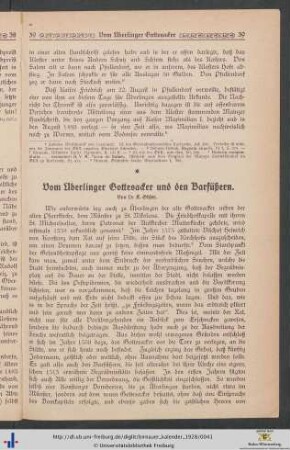 Vom Überlinger Bottesacker und den Barfüßern.
