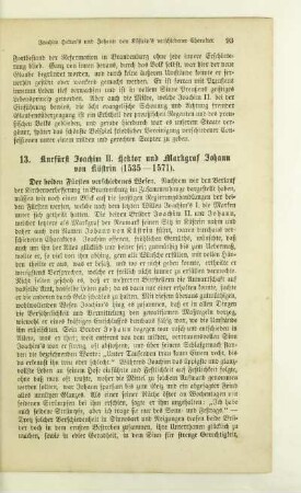 13. Kurfürst Joachim II. Hektor und Markgraf Johann von Küstrin (1535-1571)
