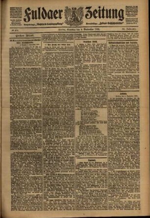Erste Ausgabe vom Samstag, den 04. September 1909.