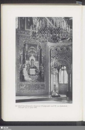 86. Schloß Neuschwanstein. Sängersaal. Wandgemälde nach W. von Eschenbachs "Parzifal" von A. Spieß 1884