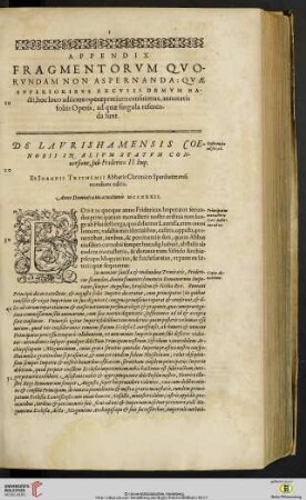 Appendix Fragmentorum quorundam non aspernanda