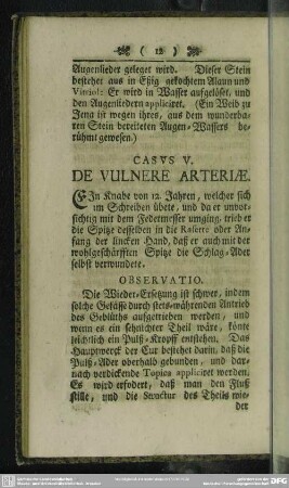 Causus V. De Vulnere Arteriae