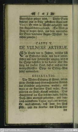 Causus V. De Vulnere Arteriae