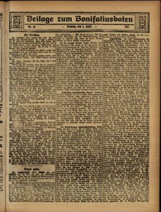 Zweite Ausgabe vom Sonntag, den 01. April 1917.