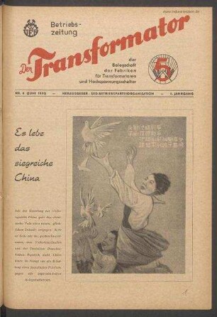TRO-Betriebszeitung 'Der Transformator'; Nr. 6/1951 (Juni 1951)