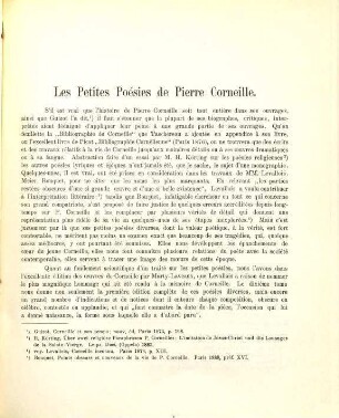 Les Petites Poésies de Pierre Corneille : Partie première