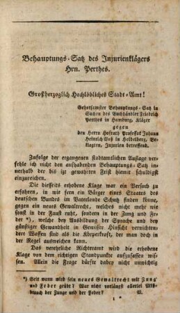 Voß gegen Perthes : Zweite Abweisung einer mystischen Iniurienklage