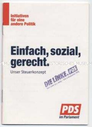 Programmatische Schrift der PDS (aufgestempelt: DIE LINKE.PDS)