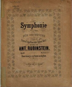 Symphonie No. 1 F-Dur für Orchester : op. 40