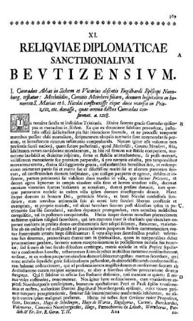 XI. Reliquiae diplomaticae sanctimonialium Beutizensium.