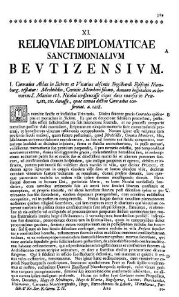 XI. Reliquiae diplomaticae sanctimonialium Beutizensium.