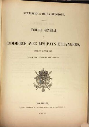 Tableau général du commerce avec les pays étrangers : pendant l'année .... 1863 (1864)