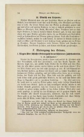 F. Niedergang des Ordens