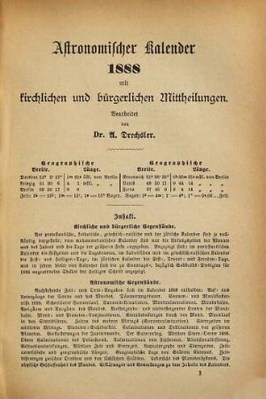 Kalender und statistisches Jahrbuch für das Königreich Sachsen nebst Marktverzeichnissen für Sachsen und die Nachbarstaaten : auf d. Jahr .... 1888