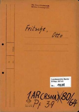 Personenheft Otto Fritsche (*23.06.1911), Polizeiinspektor