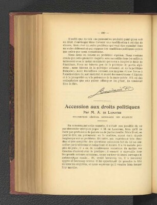 Accession aux droits politiques.