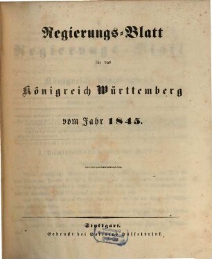Regierungsblatt für das Königreich Württemberg. 1845, 1845