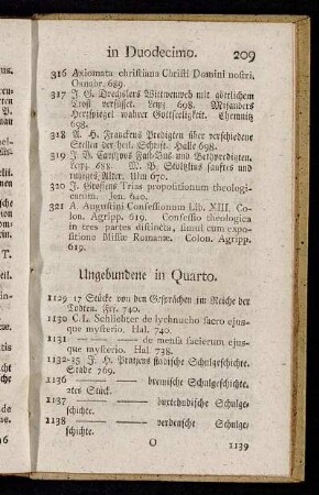 Ungebundene in Quarto. - Ungebunden in Octavo.