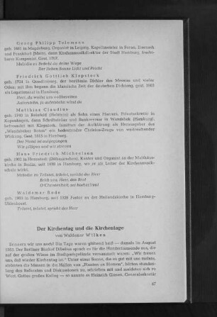 Der Kirchentag und die Kirchentage