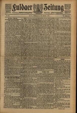 Erste Ausgabe vom Mittwoch, den 20. Oktober 1909.