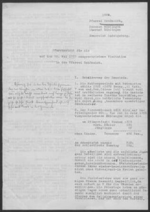 Schönaich: Pfarrbericht 1928
